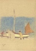 Fishermen and Boat on the Shore Joseph E.Southall